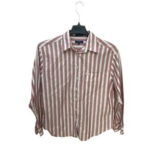 Faconnable Men’s Striped Button Down Collared Shirt Made In U.S.A Size L